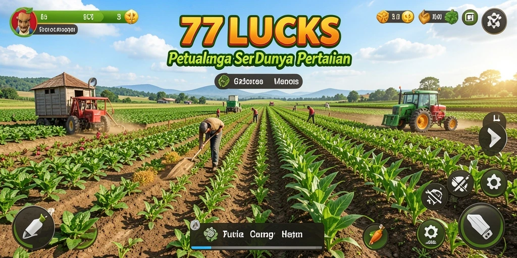 Screenshot 77LUCKS menampilkan pesona dunia pertanian yang kaya.