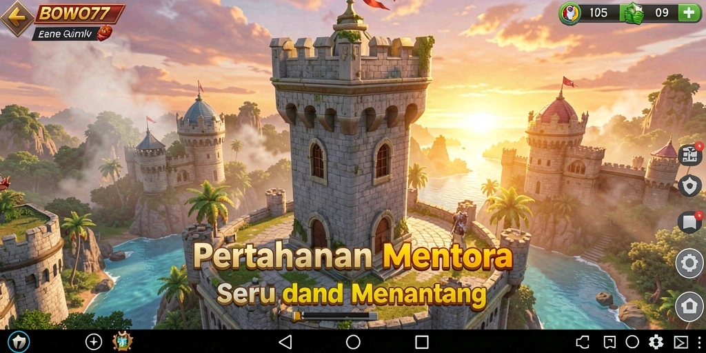 Tampilan gameplay menara pertahanan yang intens dan strategis.