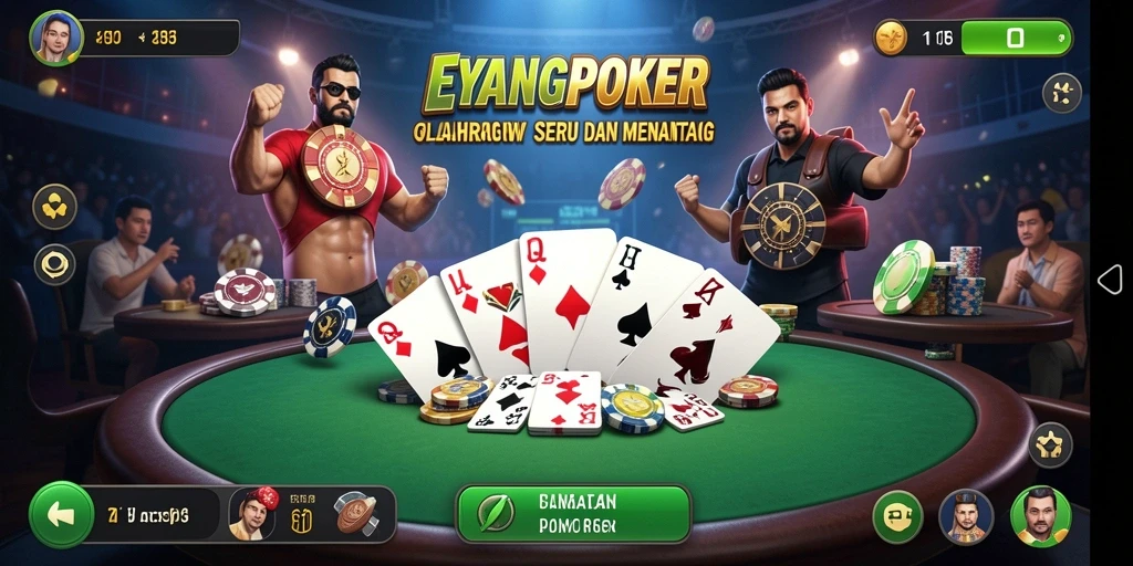 Tampilan gameplay EYANGPOKER yang penuh semangat dan kompetitif.