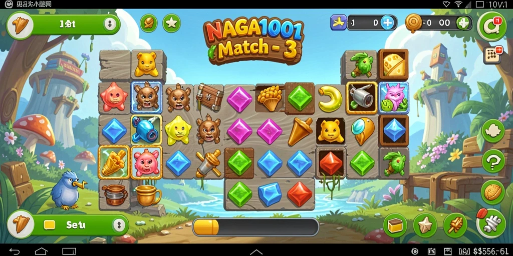 Tangkapan layar NAGA1001 menampilkan gameplay seru di dunia Match-3.