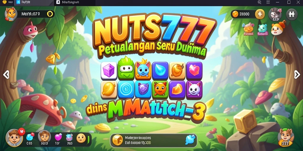 Screenshot NUTS777 menampilkan gameplay Match-3 yang seru.
