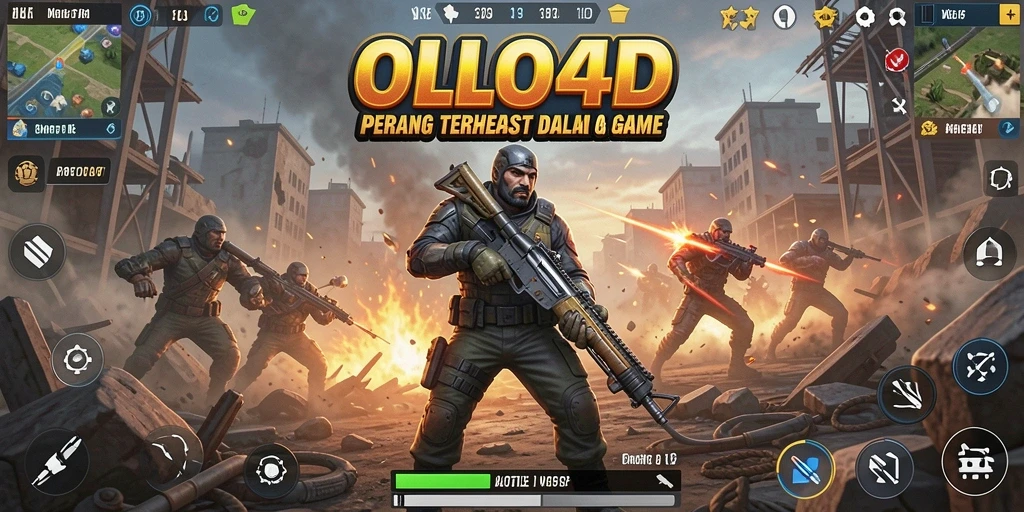 Tangkapan layar gameplay intens dari OLLO4D, menunjukkan pertarungan seru di arena.