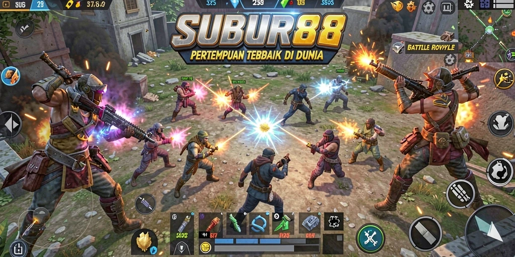 Screenshot menampilkan aksi seru di SUBUR88 Battle Royale.