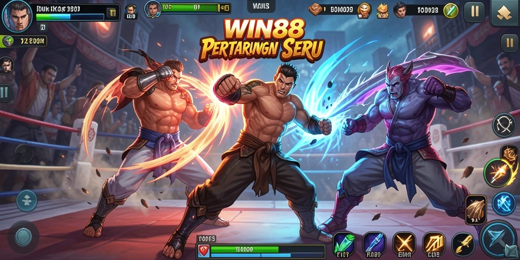 Tampilan aksi seru dalam gameplay Fighting WIN88 yang mendebarkan.